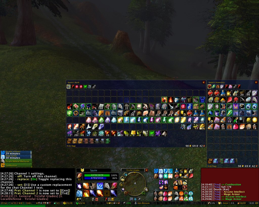 With Chat Windows Open (Party/Raid and General/Trade chat usually 